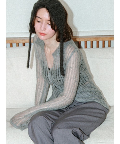 ニット セーター Mohair touch low gauge knit cardigan レディース FIKA. ニット セーター Mohair touch low gauge knit cardigan