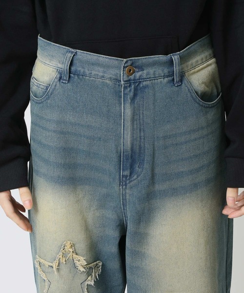 randyワイドデニム RAGEBLUE ジーンズ Over dye denim 8pockets wide cargo pants