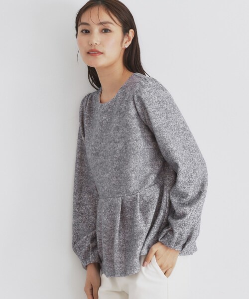 tシャツ 起毛ツイード調ジャージトップス「洗濯機洗い可」 レディース | index