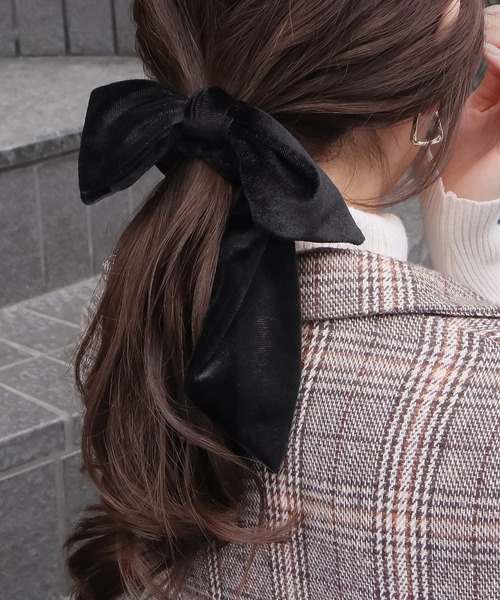 ME☆お値下げ対応します！です。シュシュ　ロゴ入り　リボン　ブラック blackdia ocean シュシュ ベロアリボンシュシュ : ZOZOTOWN