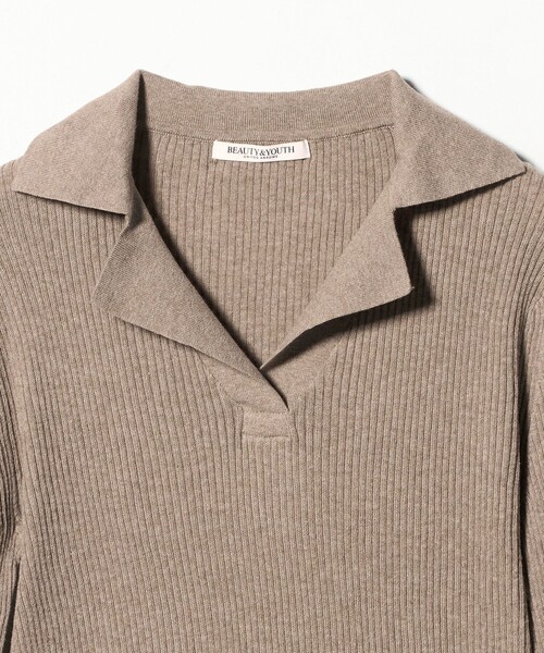 BEAUTY&YOUTH コットンリブオープンカラーニット BEAUTY&YOUTH UNITED ARROWS｜コットンリブ オープンカラーニット