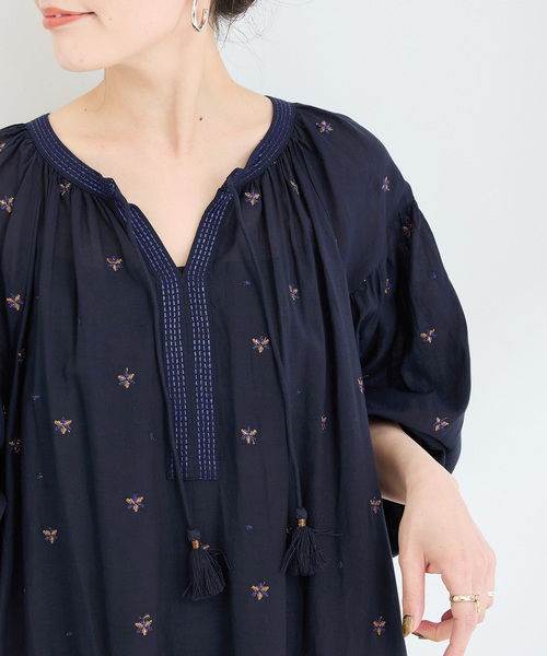 B.C STOCK フラワー刺繍ワンピース B.C STOCK ワンピース 手洗い可 / フラワー刺繍ワンピース