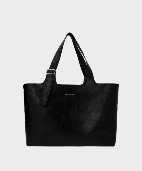 CHARLES & KEITH◆Liv クロコ柄 トートバッグ ポーチ付き CHARLES & KEITH◇Liv クロコ柄 トートバッグ ポーチ付き