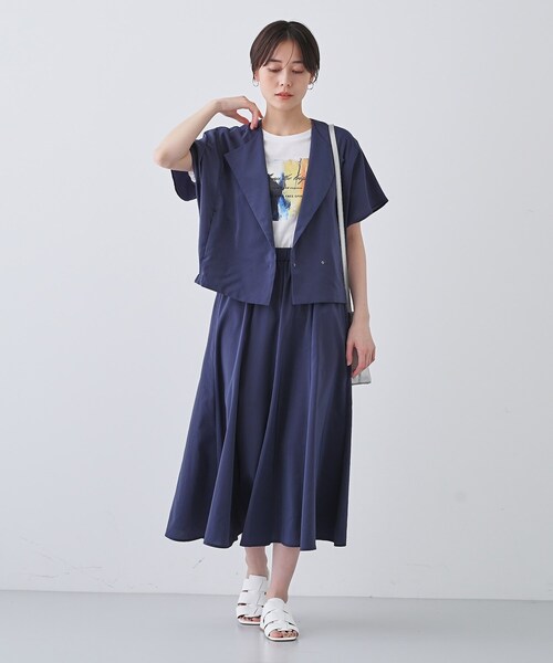［新品未使用品】INDIVI ナローフレアスカート　36(S) オフホワイト INDIVI スカート 「通気性撥水／接触冷感／UVケア」ナローフレア