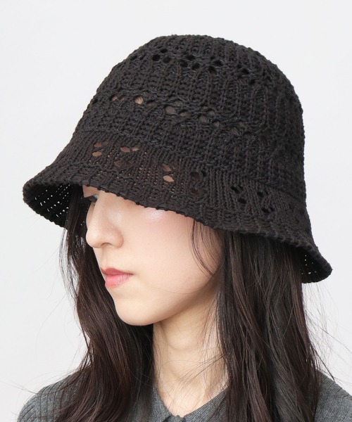 SHINYAKOZUKA クロシェ　ハット SHINYAKOZUKA [22SS] “HAND CROCHET HAT” -BLACK- SOBO STORE