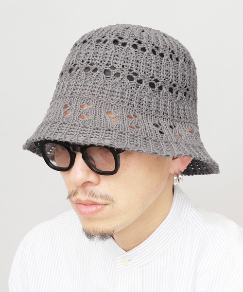 A.M.S. 帽子 ハット 透かし編み アクリルニット クロシェハット