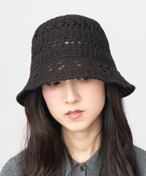 A.M.S. 帽子 ハット 透かし編み アクリルニット クロシェハット