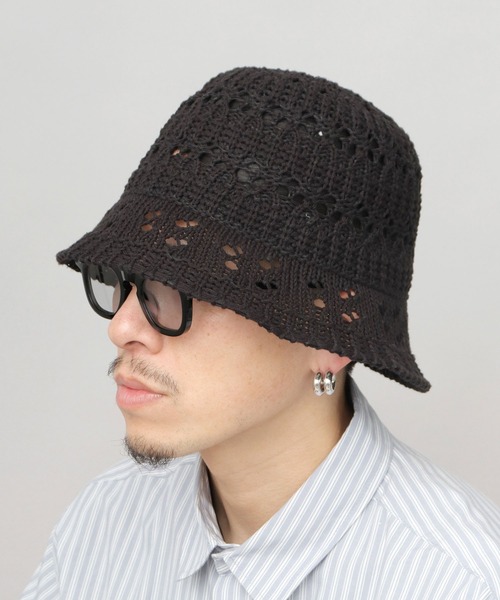 glamlips ハット　新品 HYSTERIC GLAMOUR]STRIPE LOGO ニットバケットハット/BLACK
