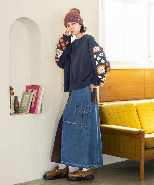 niko and… トレーナー スウェット クロシェコンビプルオーバー
