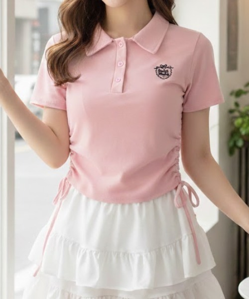 ポロシャツ ポロ 刺繍ロゴサイドシャーリングポロシャツ レディース | LACーVERT | 02