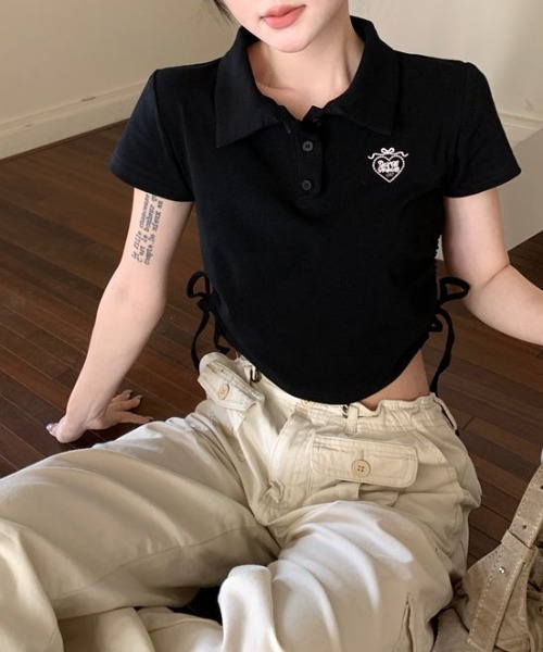 ポロシャツ ポロ 刺繍ロゴサイドシャーリングポロシャツ レディース | LACーVERT | 03