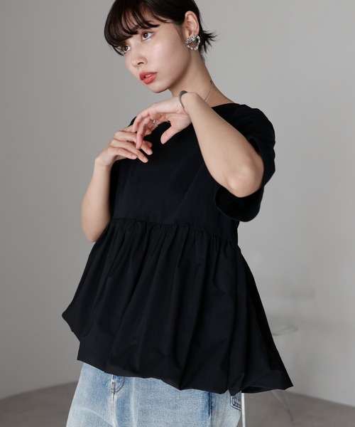 バビロン♡袖バルーン　トップス　新品未使用 SOTT tシャツ Mixed material balloon hem tops 異素材バルーン