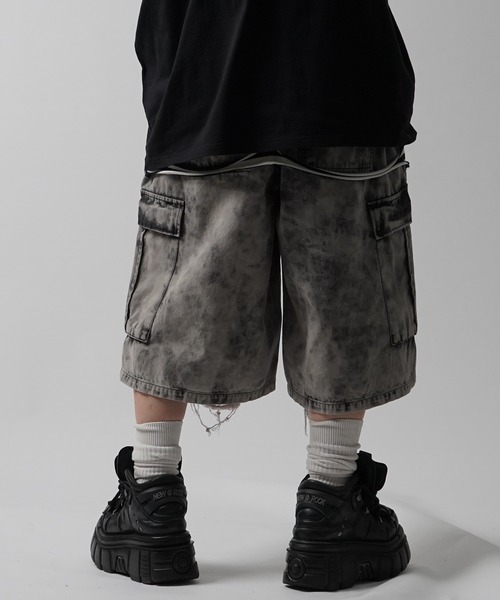 ハーフパンツ ワイドパンツ ジーンズ 「MAROCORE SELECT」クラッシュ