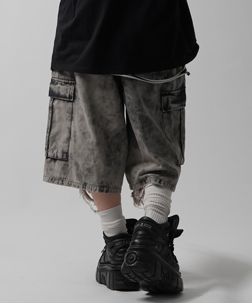 25SSMAROCORE SELECT】クラッシュデニム カーゴショーツ パンツ ジーンズ 25SS「MAROCORE SELECT」クラッシュデニム カーゴ