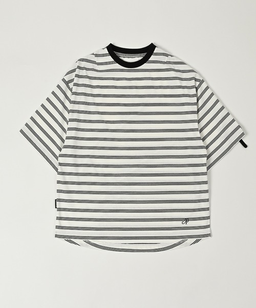 tシャツ 「ADAMPATEK/アダムパテック」rounded border short sleeve T/プリント入りラウンドボーダーTシャツ レデ