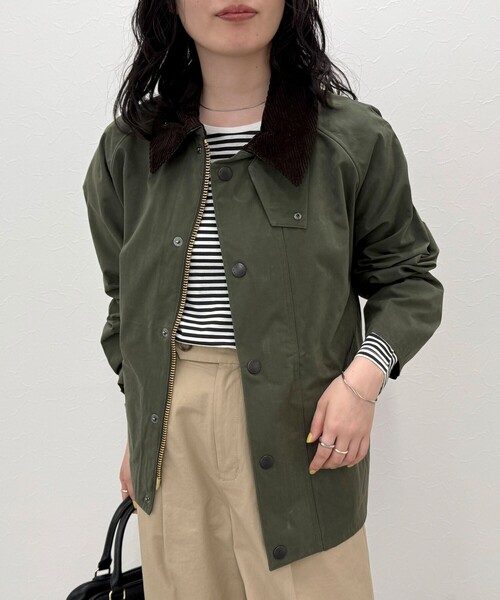 Barbour バブアー コート ショート ミリタリー レディース カーキM美品 Barbour バブアー コート ショート レディース カーキ 美品