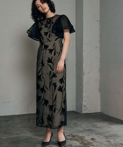 GIRL DRESS FOR NOW パーティードレス ドレス シアー フリル スリーブ