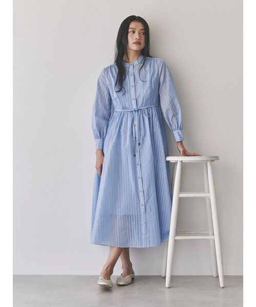 TONAL（トーナル） ワンピース シアーストライプシャツワンピース