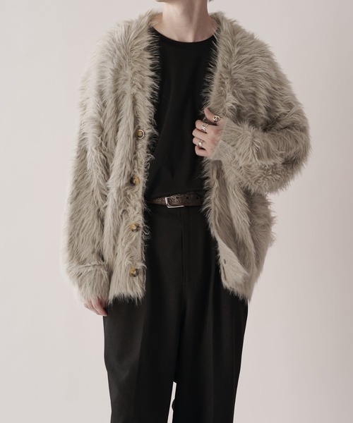 Lui's シャギーカーディガン FREEサイズ ライトグレー 新品未使用】Lui's シャギーカーディガン FREEサイズ ライトグレー