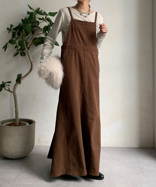 [DouDou] комбинезон юбка 36 Brown женский 