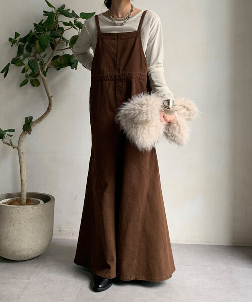 [DouDou] комбинезон юбка 36 Brown женский 