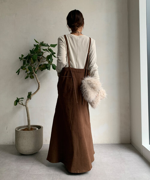 [DouDou] комбинезон юбка 36 Brown женский 