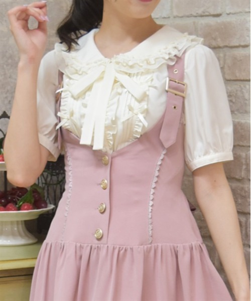 axes femme POETIQUE ブラウス シャツ リボンフリル半袖ブラウス 