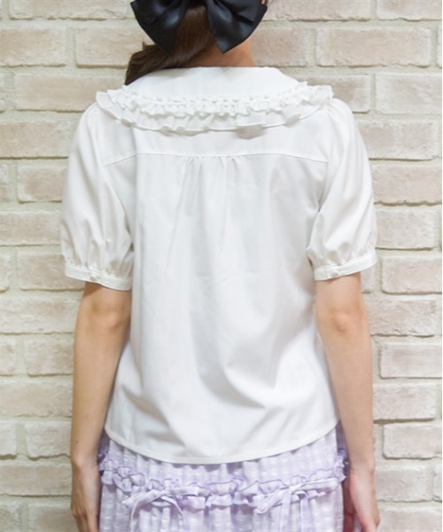 axes femme POETIQUE ブラウス シャツ リボンフリル半袖ブラウス