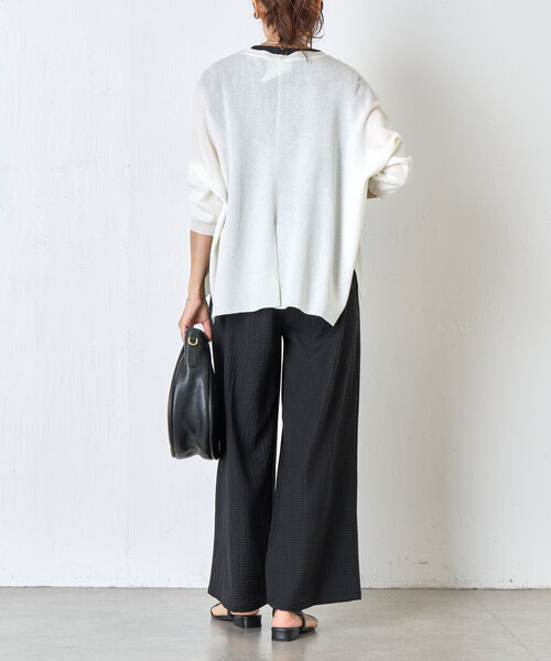 ビアズリー 裾レース ジャガード サルエルバギーパンツ グレー 23SS BEARDSLEY パンツ サッカーチェックバギーパンツ レディース