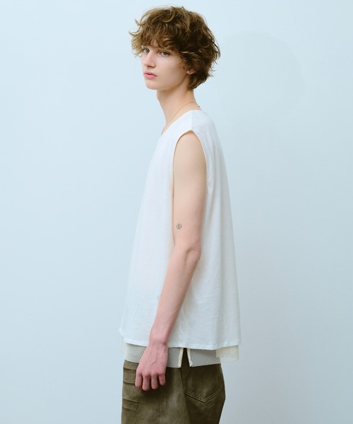 【enzoblues】Seersucker Sleeveless Top レイヤードトップ enzoblues】Seersucker Sleeveless Top レイヤードトップ