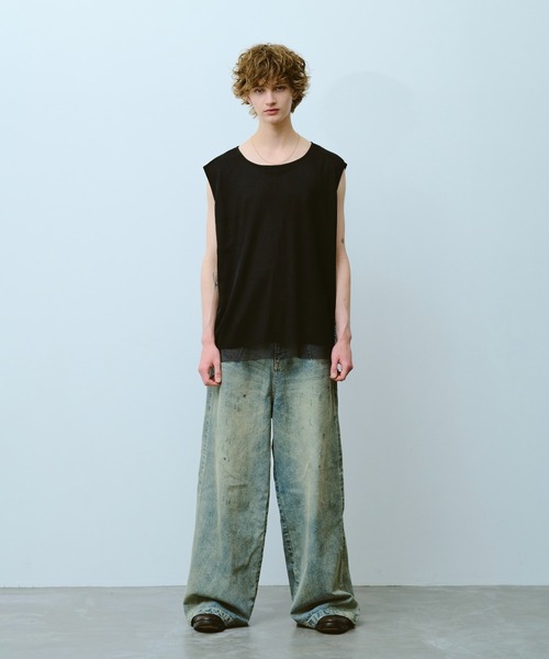 【enzoblues】Seersucker Sleeveless Top レイヤードトップ enzoblues】Seersucker Sleeveless Top レイヤードトップ