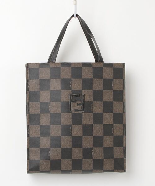 FENDI 「FENDI」 FFモチーフ ペカン柄 チェック ハンドバッグ 
