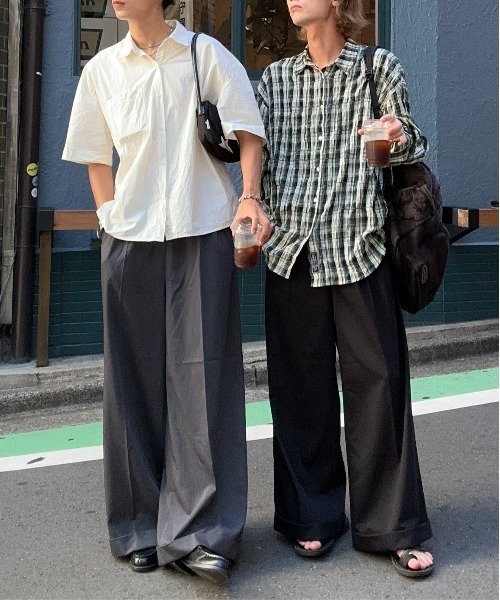 「Camphor wood」 スラックス LARGE ブラック メンズ Camphor wood」 スラックス LARGE ブラック メンズ