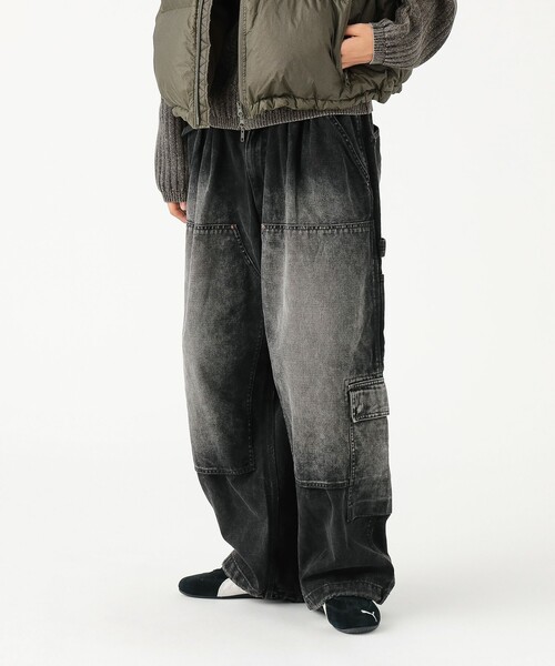 BEAMS（ビームス） パンツ ワイドストレート ダック ダブルニー カーゴ