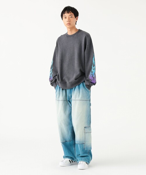 美品◎BEAMS　ビームス　ワイドカーゴパンツ　ブラック BEAMS パンツ ワイドストレート ダック ダブルニー カーゴパンツ