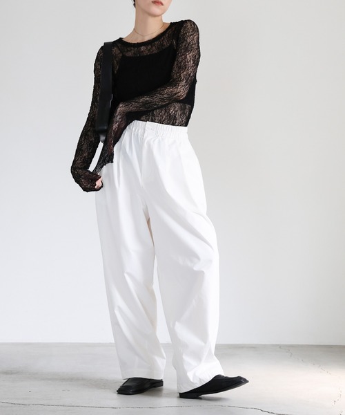 SPORTMAX♥美品　ストレッチ素材　レースブラウス アウトレット XEXYMIX ゼクシィミックス ブラトップ ロゴ入り BLACK