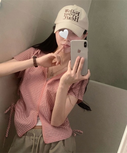 tシャツ 半袖 ギンガムチェックジップアップフーディトップス レディース | GEMEDA | 11
