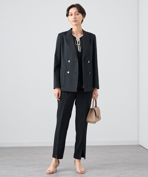 ANAYI アナイ　ネイビー　薄手　ジャケット セットアップ対応商品】オックスストレッチダブルジャケット