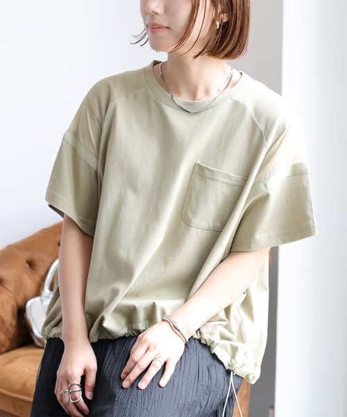 cepo（セポ） tシャツ 半袖 シアー切替 スソドロストポケットTee 2