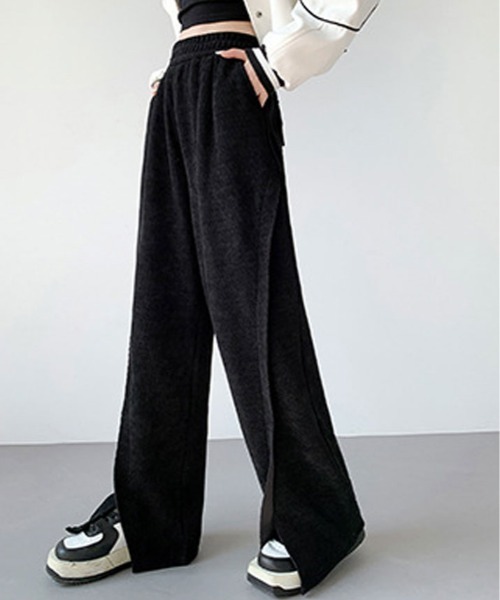 パンツ 裏起毛 コーデュロイ フロント スリット レディース : ZOZOTOWN