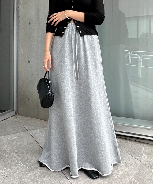 andme（アンドミー） スカート 裏毛スウェットロングフレアスカート