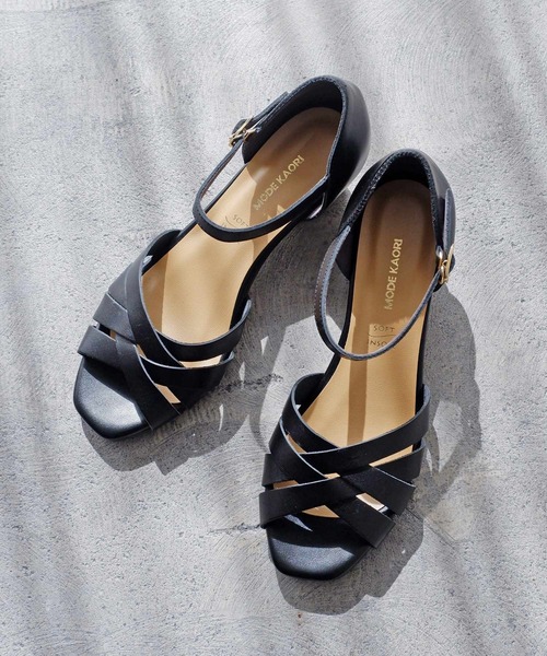 「MODE KAORI」 ヒールサンダル 24.5cm ブラック レディース_画像8
