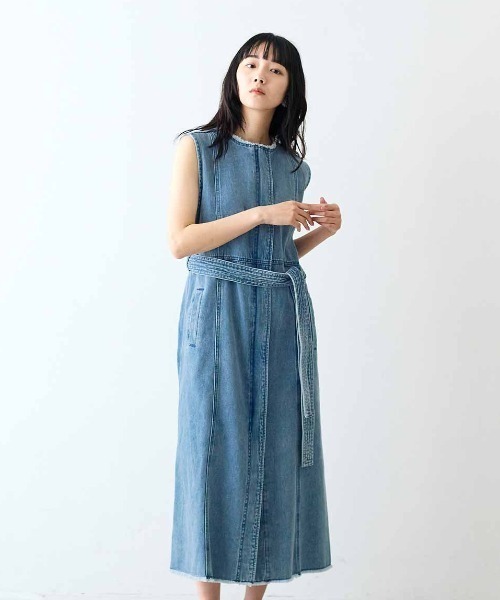 MEDE19F（メデジュウキュウ） ワンピース 古着加工をいれた共布ベルト