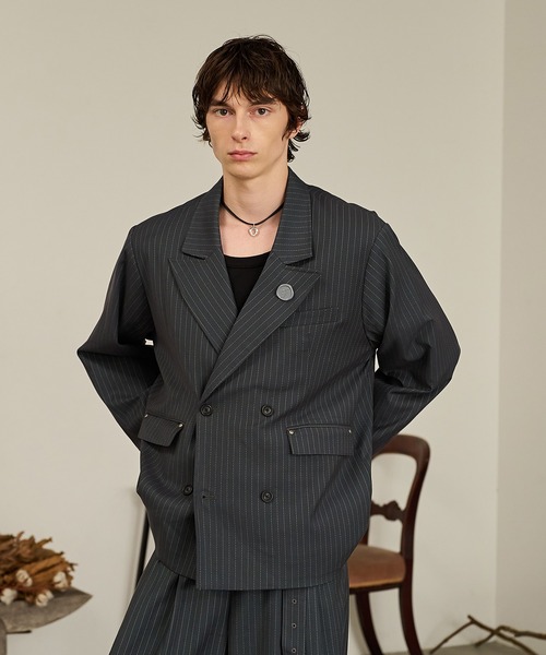 forte_forte ブラック テーラードジャケット Forte ジャケット テーラードジャケット Riveted Single Short Jacket ジャケット・アウター