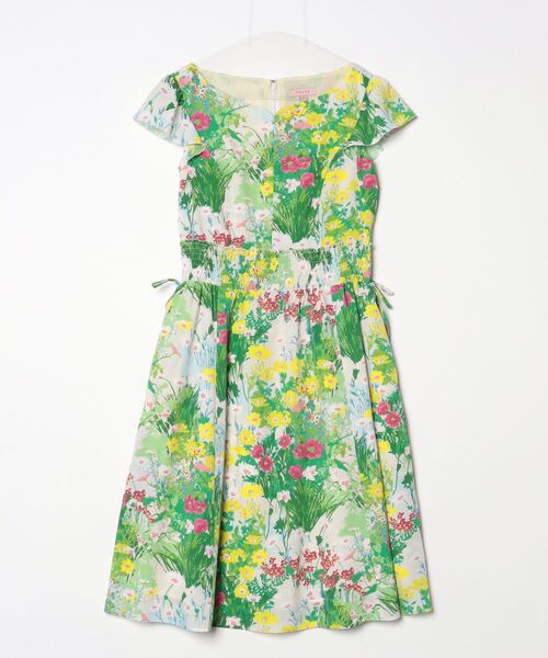 トッカ TOCCA 半袖ワンピース ウエストリボン 0 花柄 TOCCA（トッカ） 半袖ワンピース 0 グリーン レディース : ZOZOTOWN