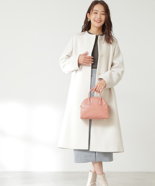 「N.（N. Natural Beauty Basic）」 ノーカラーコート MEDIUM オフホワイト レディース