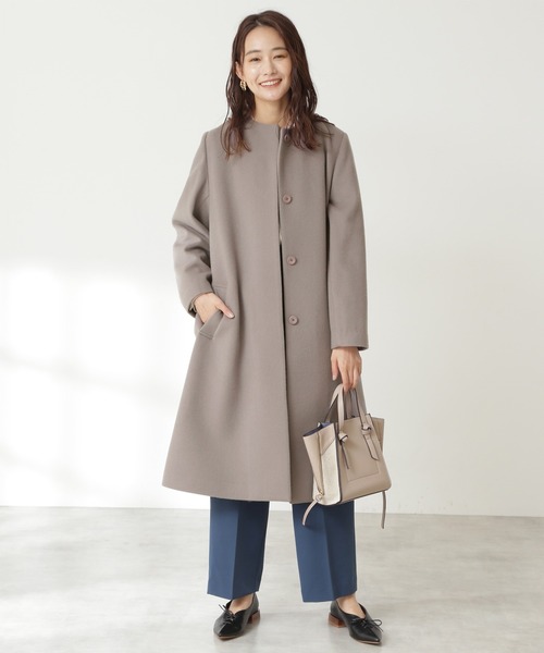 「N.（N. Natural Beauty Basic）」 ノーカラーコート MEDIUM オフホワイト レディース_画像7