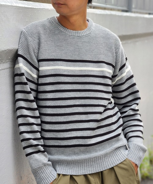 新品★定価4.8万★VINCE 長袖ニット セーター カシミヤ ボーダー XS VENCE EXCHANGE セーター ニット ボーダークルーネックニットプル