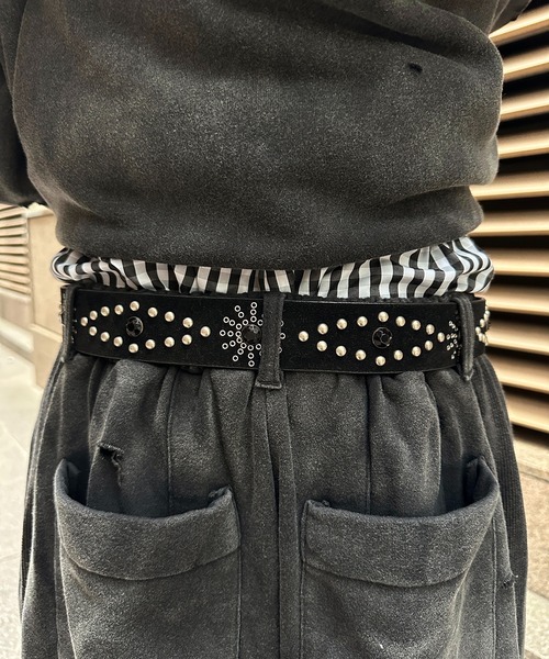 kutir（クティール） ベルト STUDS FAUX SUEDE DESIGN BELT／スタッズ