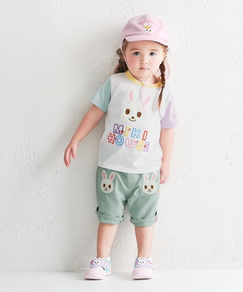 MIKI HOUSE（ミキハウス） tシャツ プッチー＆うさこ ロゴ刺繍半袖T